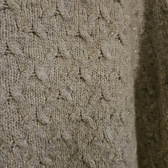Lane Bryant Cable Knit Sweater Cream with Gold Thread Flecks-Plus Size 18/20 - Picture 4 of 5